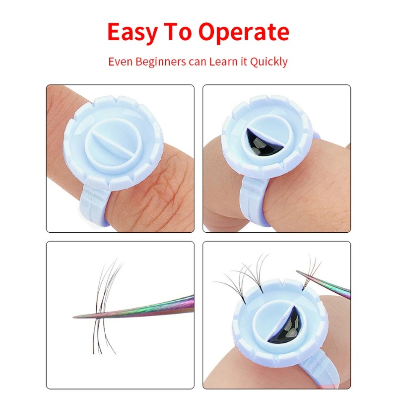 Eyelash Extension Guide - 100 Pcs 일회용 속눈썹 접착제 링