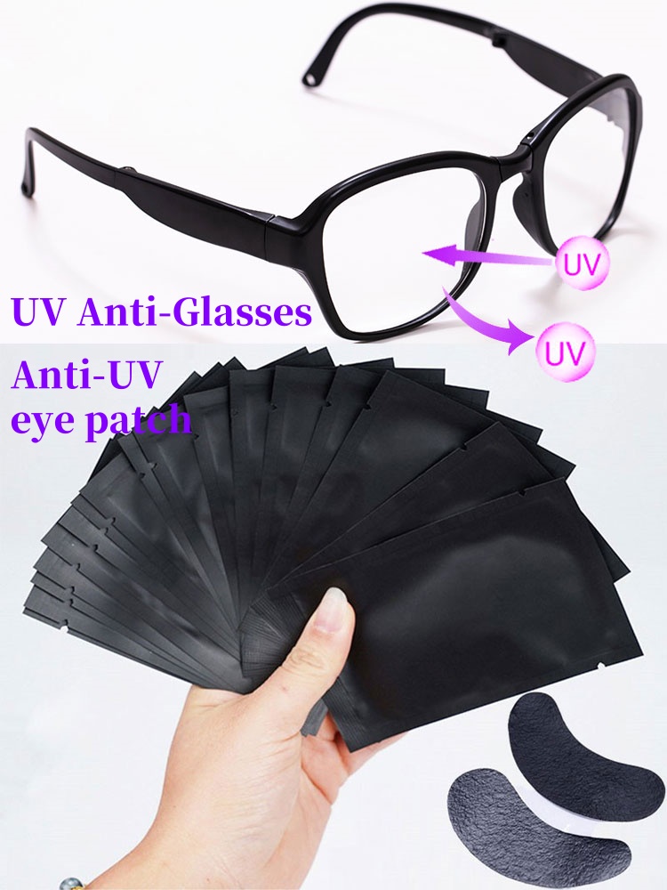 Eyelash Extension With Glasses - 50쌍의 패딩 UV 블랙 패치 및