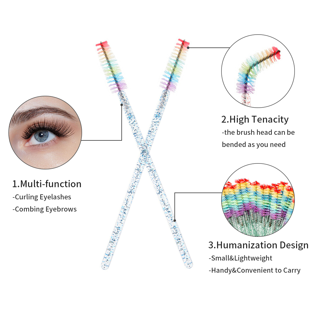 50PCS 레인보우 크리스탈 속눈썹 메이크업 브러쉬 일 - Eyelash Extension Guide 리뷰 및 가격